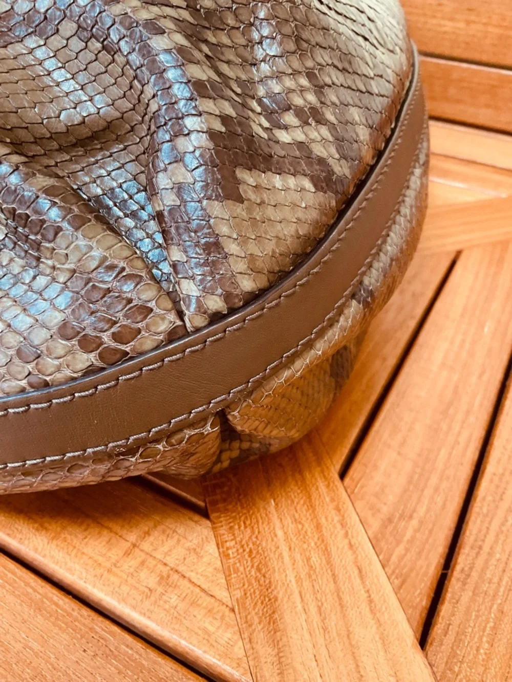 Gucci Studded Brown Python Handbag - Picture 4 of 16